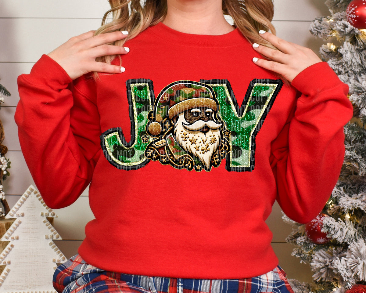 Joy Dark Santa Faux Embroidery 69057 DTF transfer