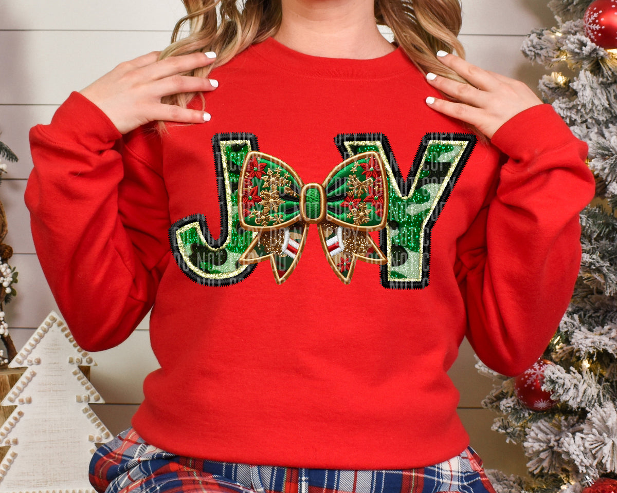 Joy Christmas Coquette Faux Embroidery 69061 DTF transfer