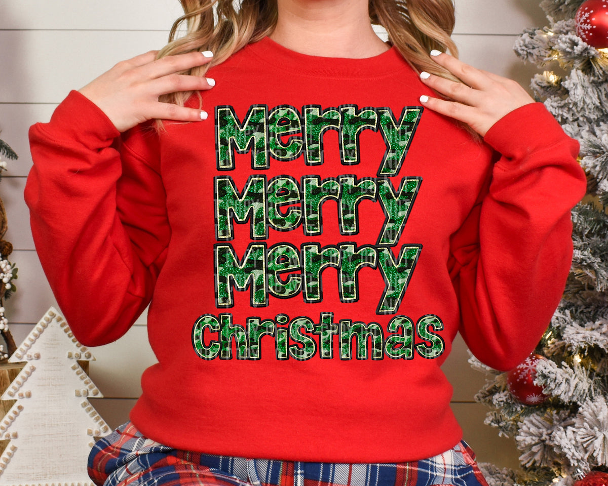 Merry Merry Merry Christmas Camouflage 69062 DTF transfer