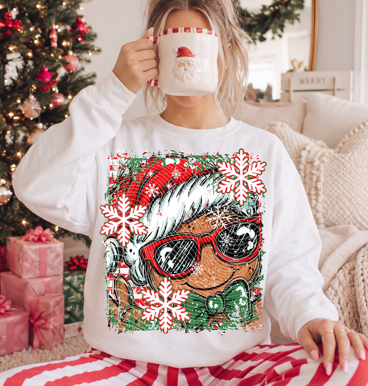 Close up gingerbread red hat (AG) DTF Transfer