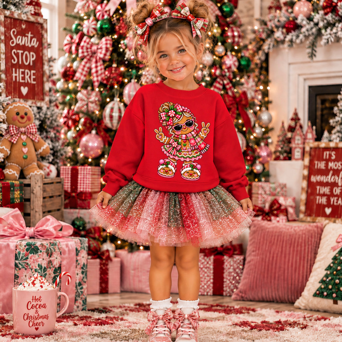 Girl Christmas gingerbread peace hands (SDD) DTF Transfer