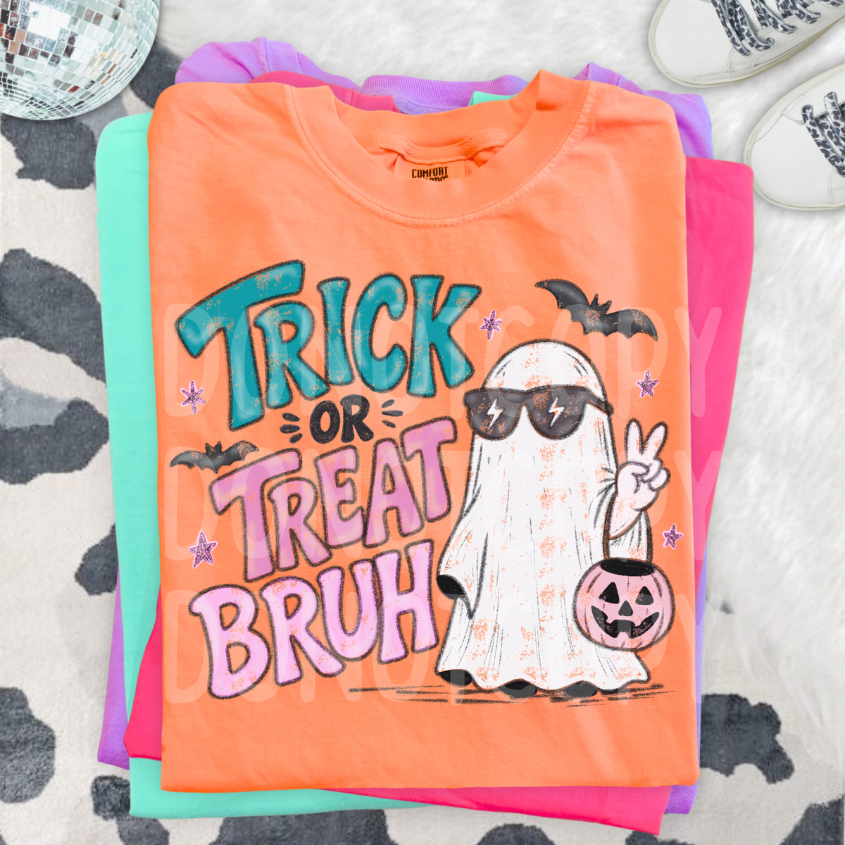 Trick or treat bruh teal and pink (CSG) DTF Transfer