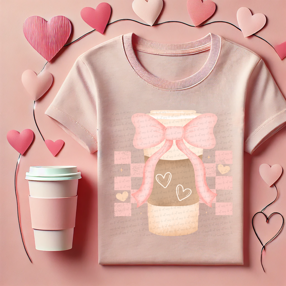Girly Coffee Pink Bow 86152 DTF Transfer