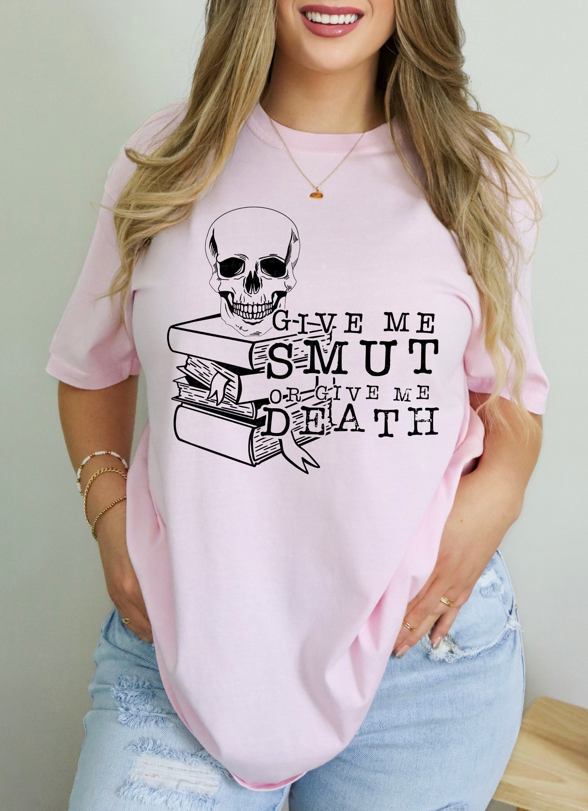 Give Me Smut Or Give Me Death Skull Books 115310 DTF Transfer