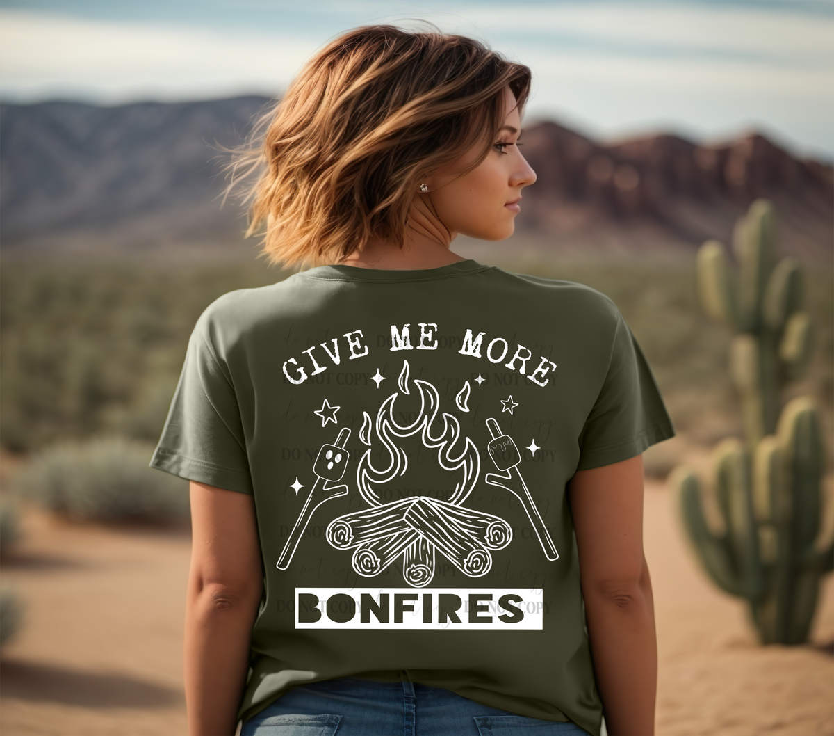 Give me more bonfires WHITE (Linda) 101071 DTF transfer