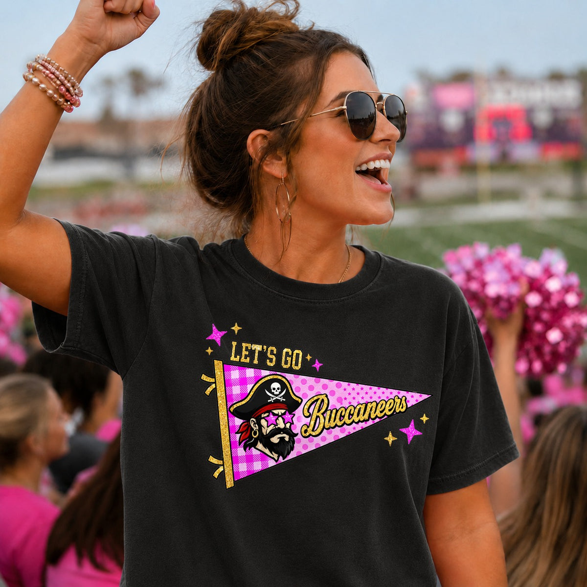 Let's go buccaners pink pendant flag (Parker) DTF Transfer