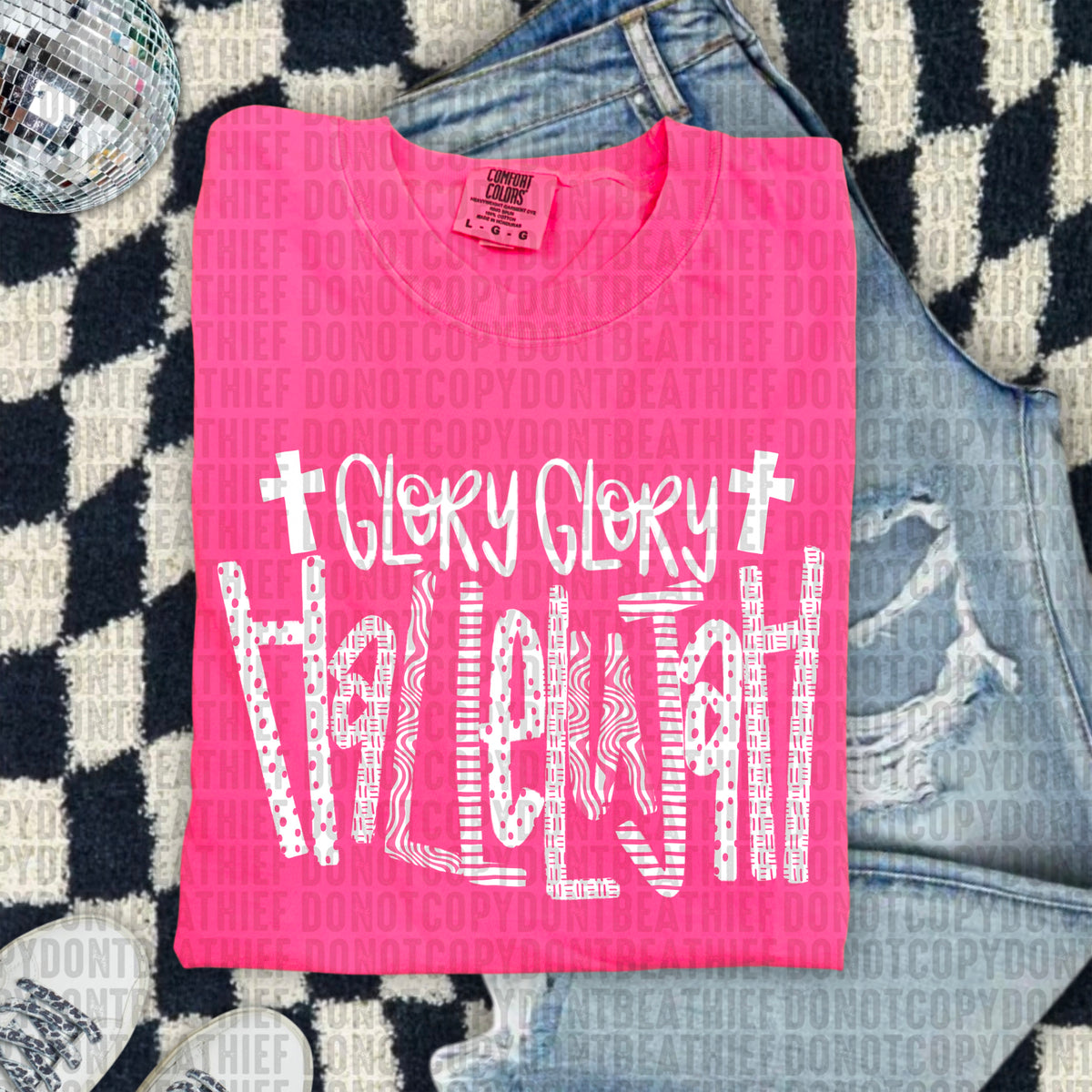 Glory Glory Hallelujah WHITE (SDD) 102797 DTF transfer