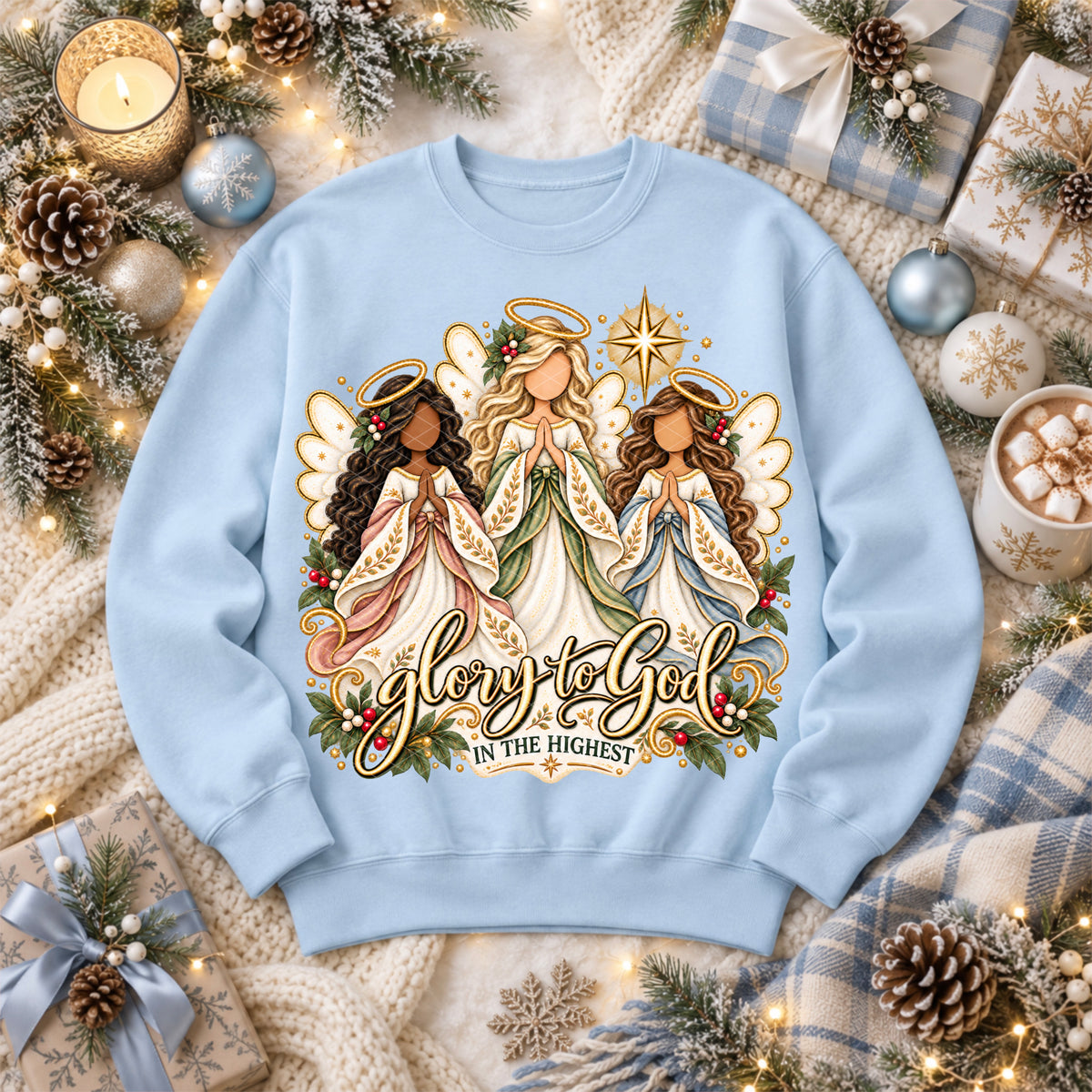 Glory to God in the highest angel trio (SDD) DTF Transfer