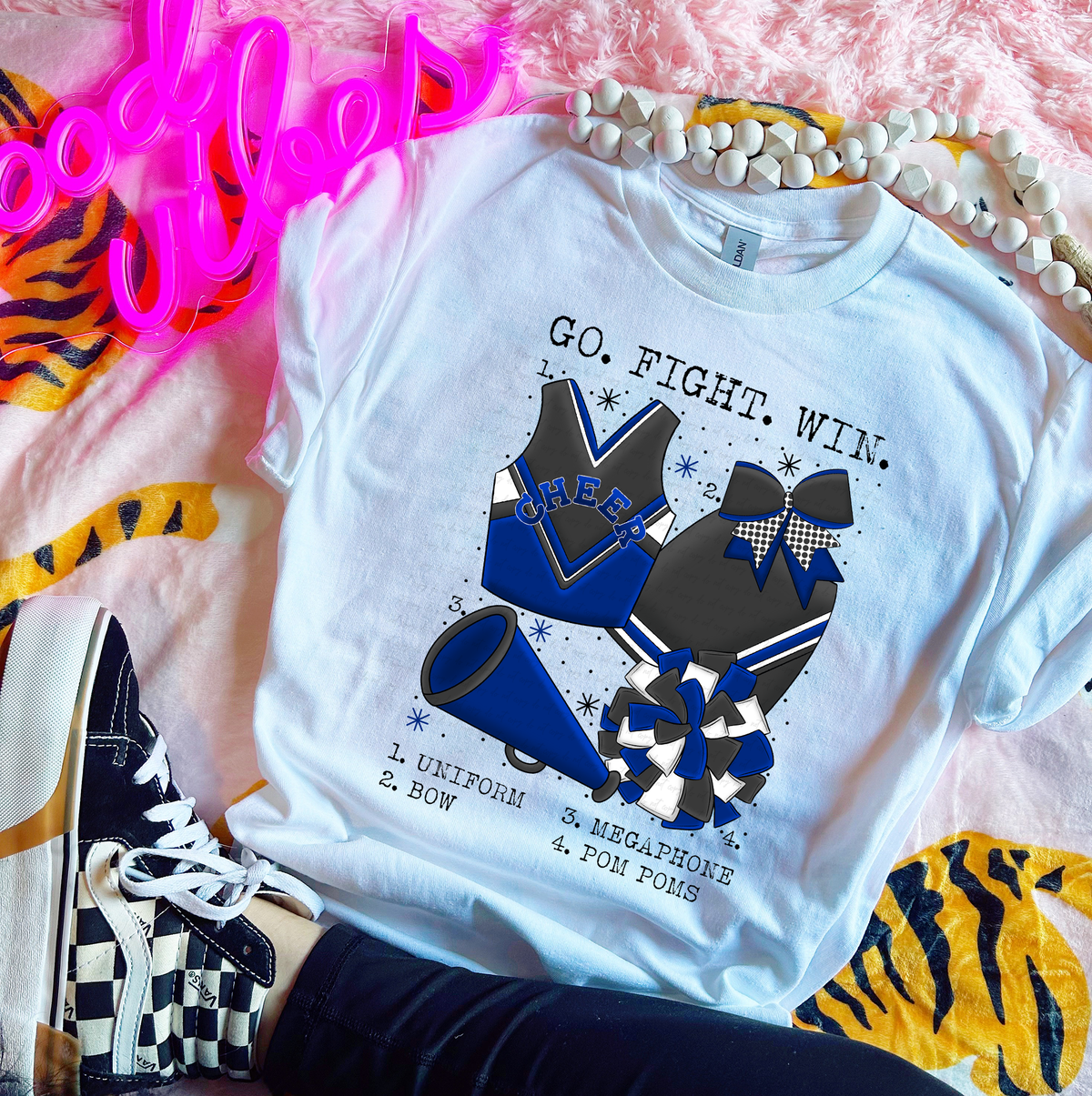 Go Fight Win Chart Blue and Gray Cheer 115566 DTF transfer