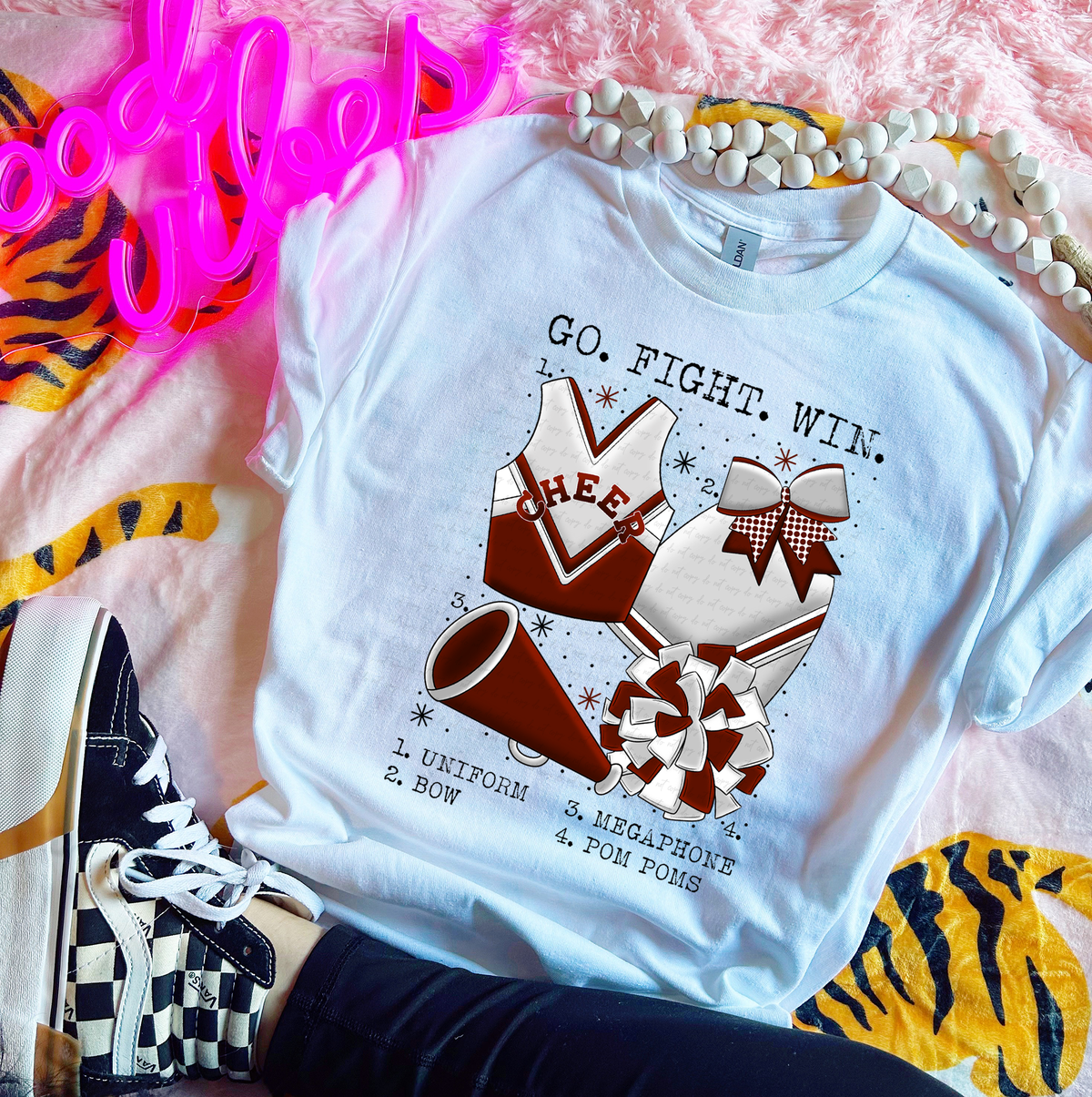 Go Fight Win Chart Maroon and White Cheer 115572 DTF transfer