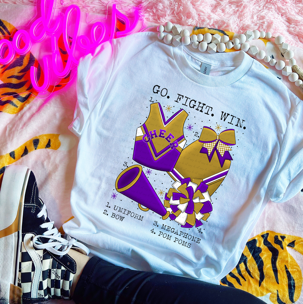 Go Fight Win Chart Purple and Gold Cheer 115574 DTF transfer