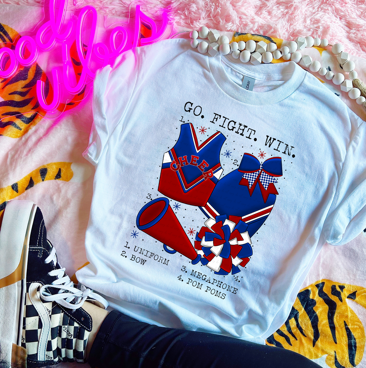 Go Fight Win Chart Red and Blue Cheer 115576 DTF transfer