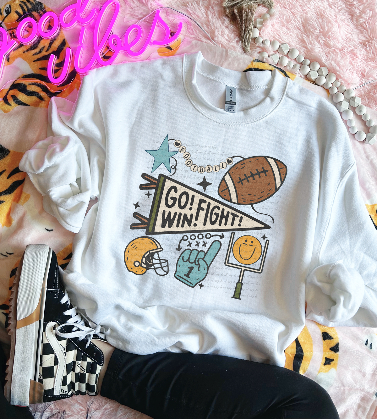 Go Fight Win Football Heart 104828 DTF transfer