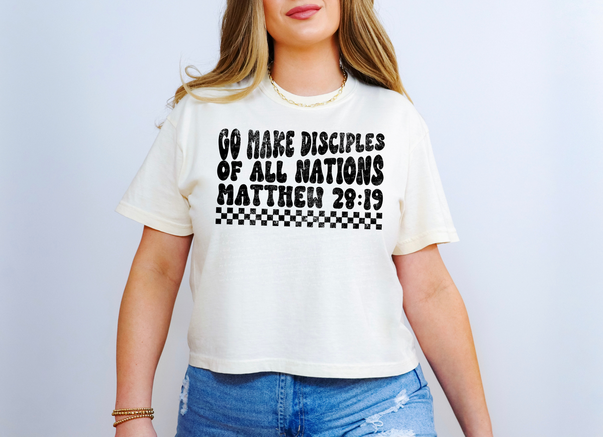 Go Make Disciples Of All Nations Matthew 28:19 Black Grunge 86321 DTF Transfer