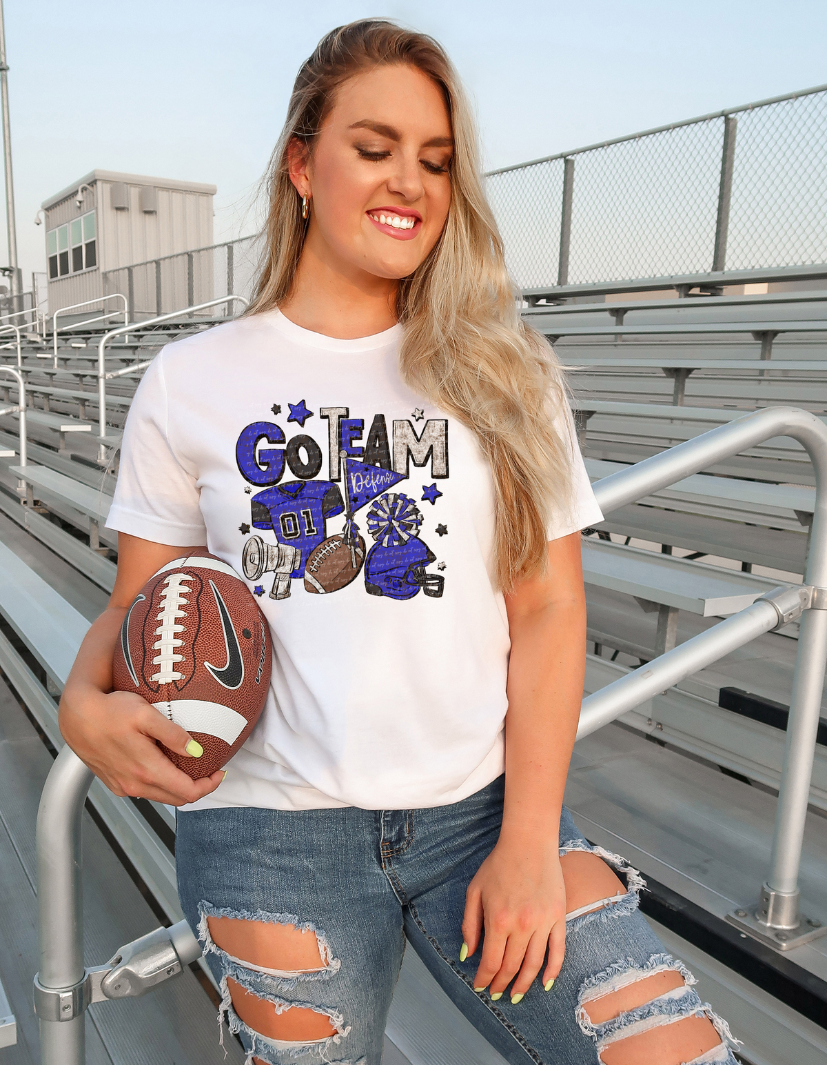 Go Team Football Navy Black Stained 89268 DTF Transfer