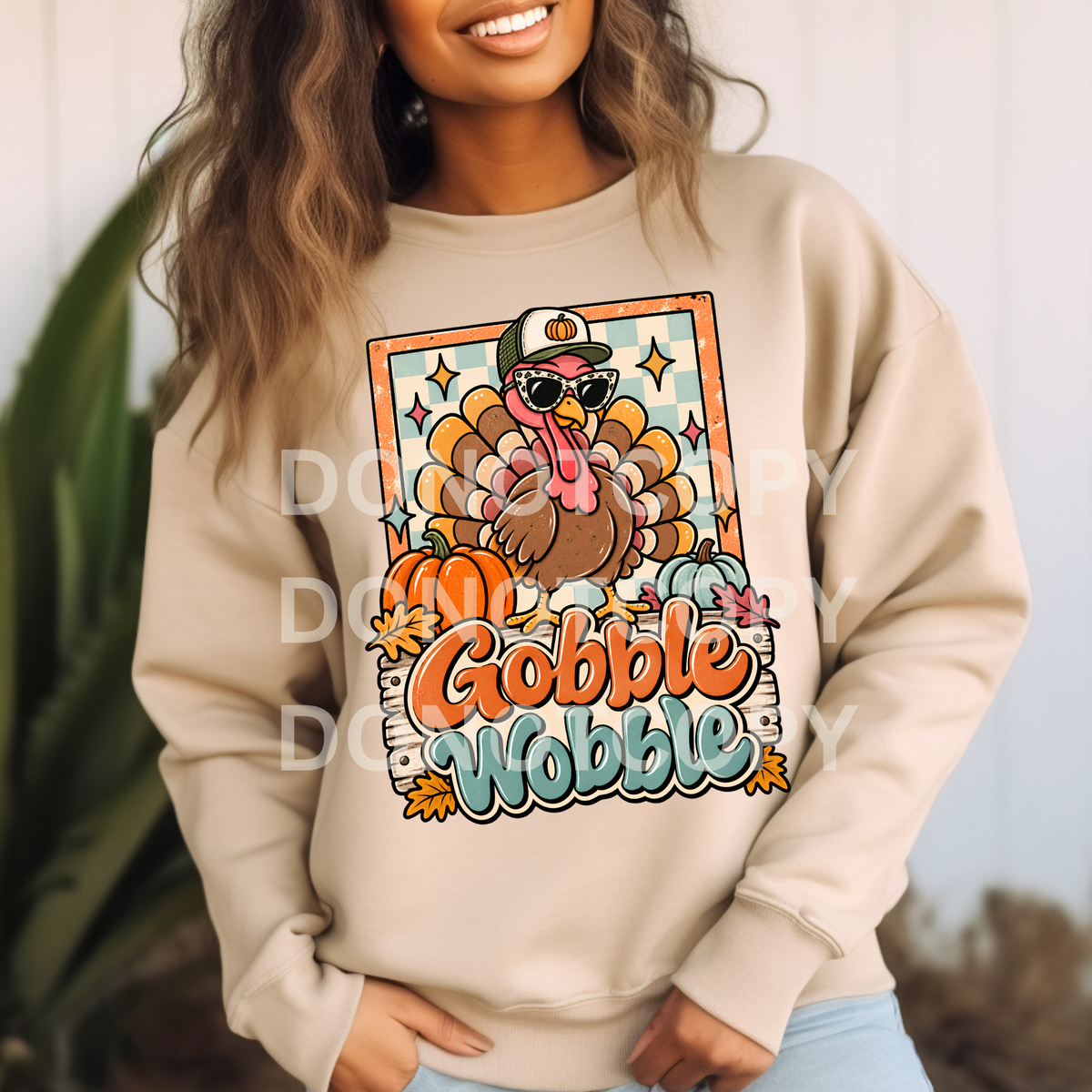 Gobble Wobble Turkey in hat (CSG) DTF Transfer