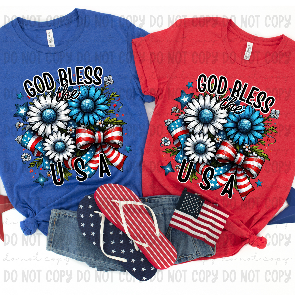 God bless the USA Florals (Revel) 101739 DTF transfer