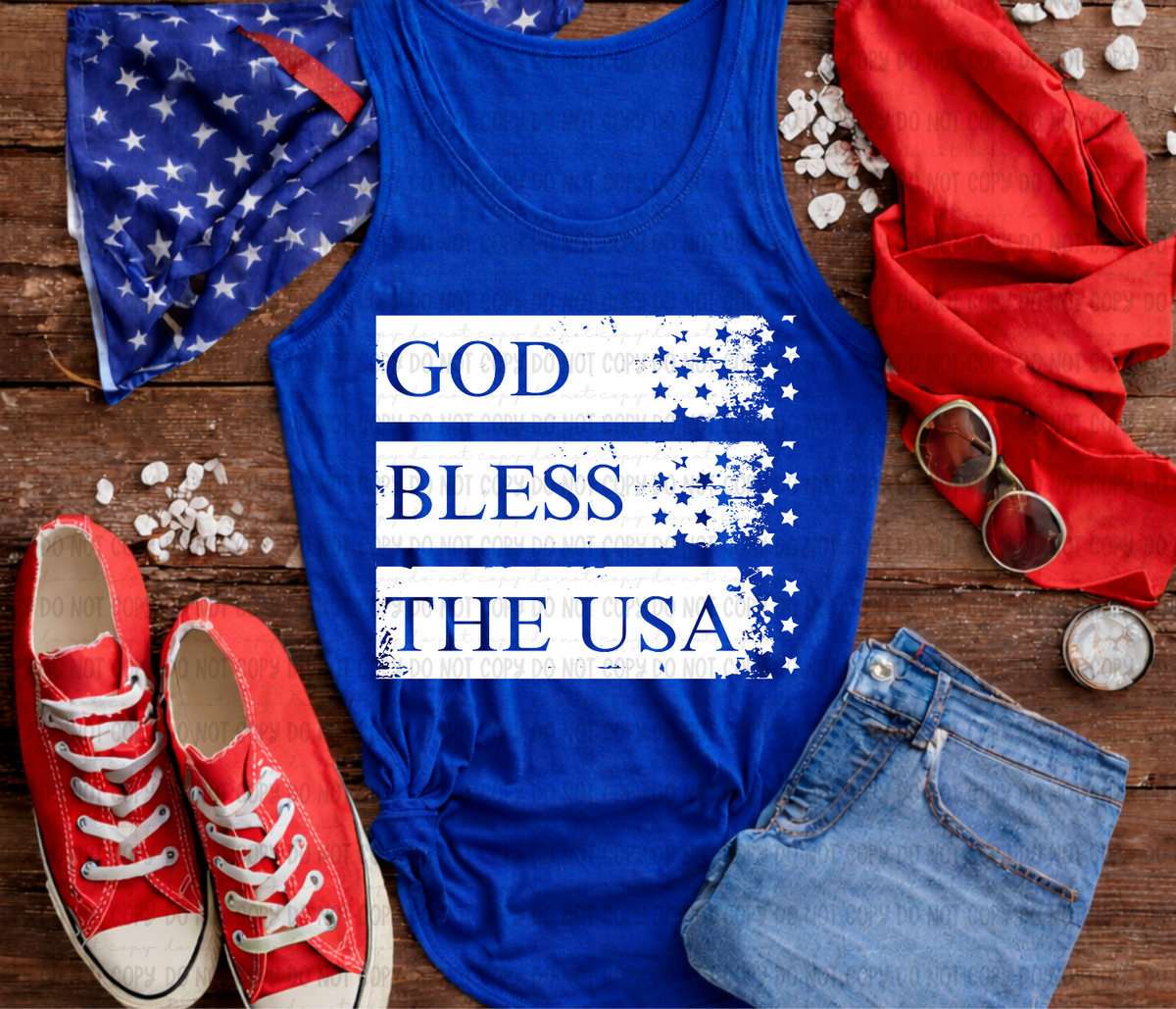God Bless the USA (white) (Revel) DTF Transfer