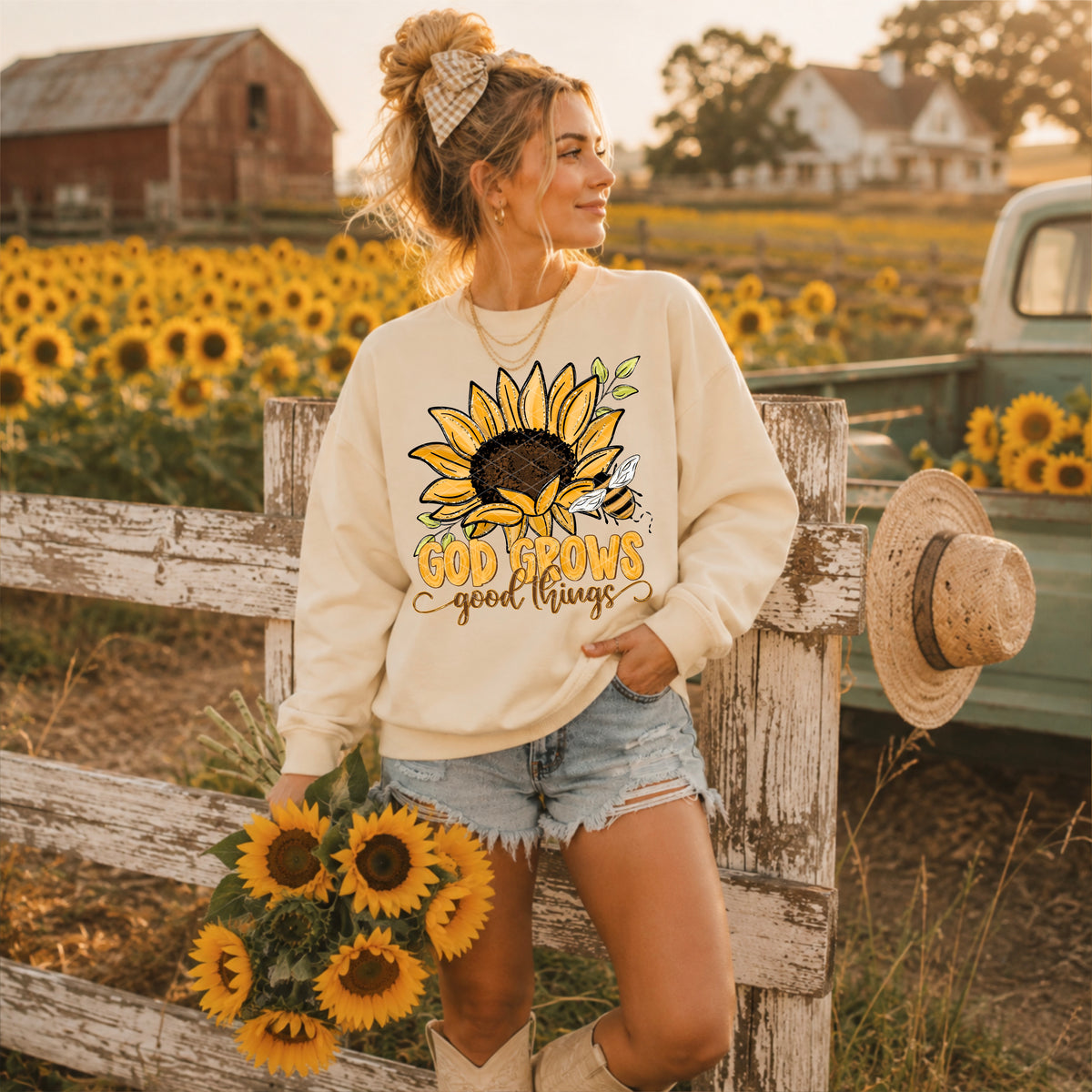 God grows good things sunflower (SDD) DTF Transfer