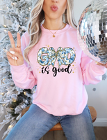 God Is Good Blue Floral Bow 76264 DTF Transfer