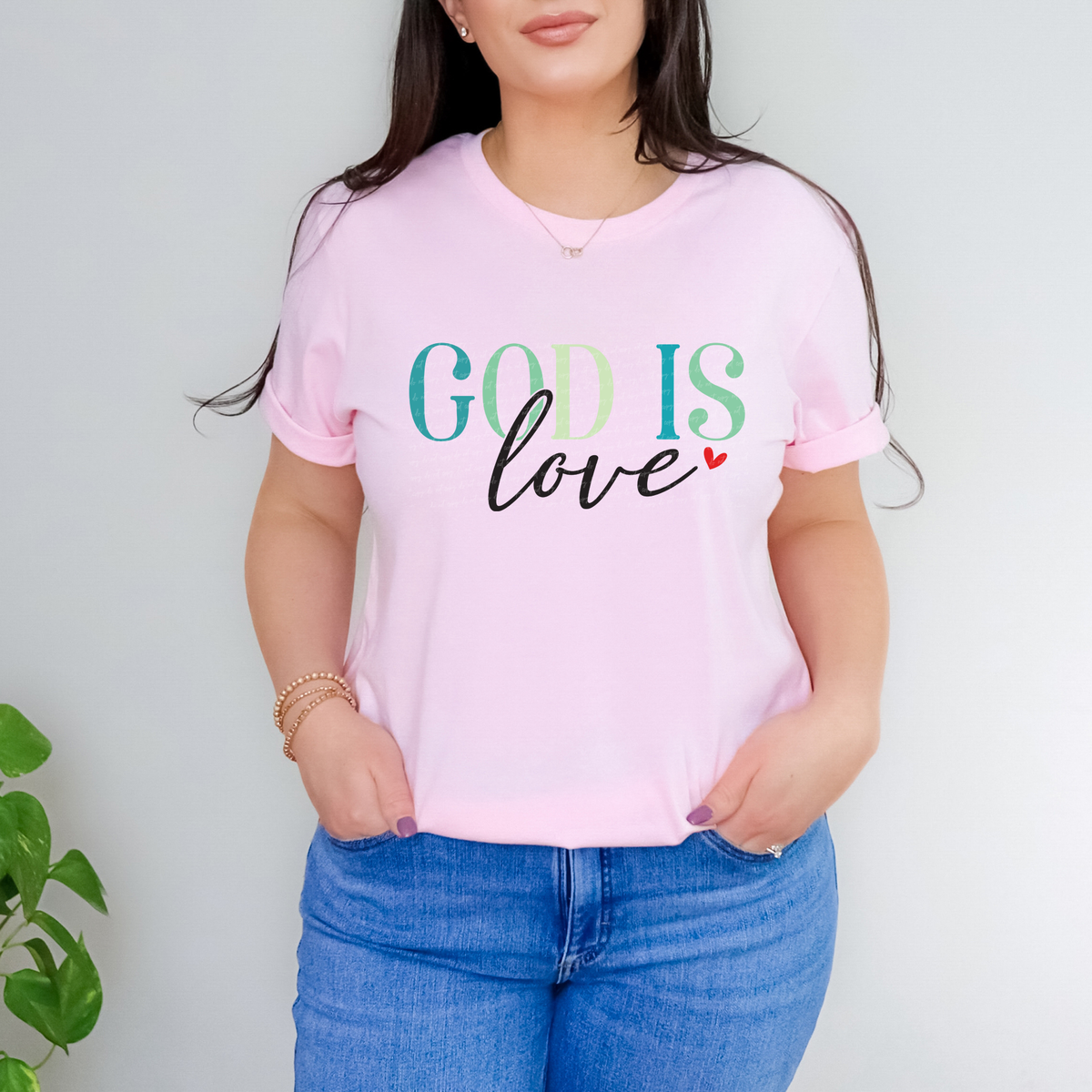 God Is Love Blue Green Black Red Heart 76516 DTF Transfer