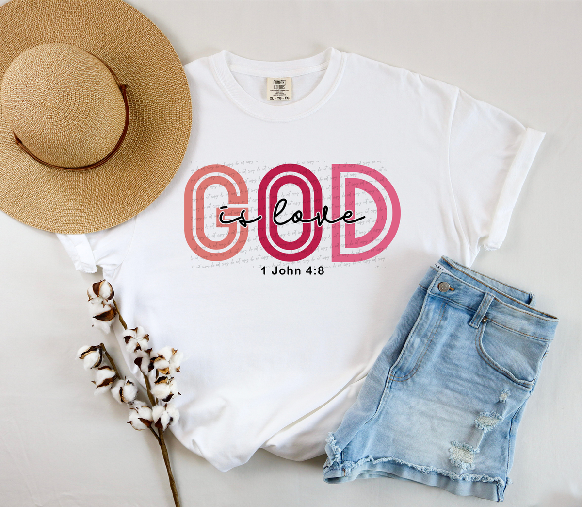 God Is Love 1 John 4:8 Pastel Color 76125 DTF Transfer