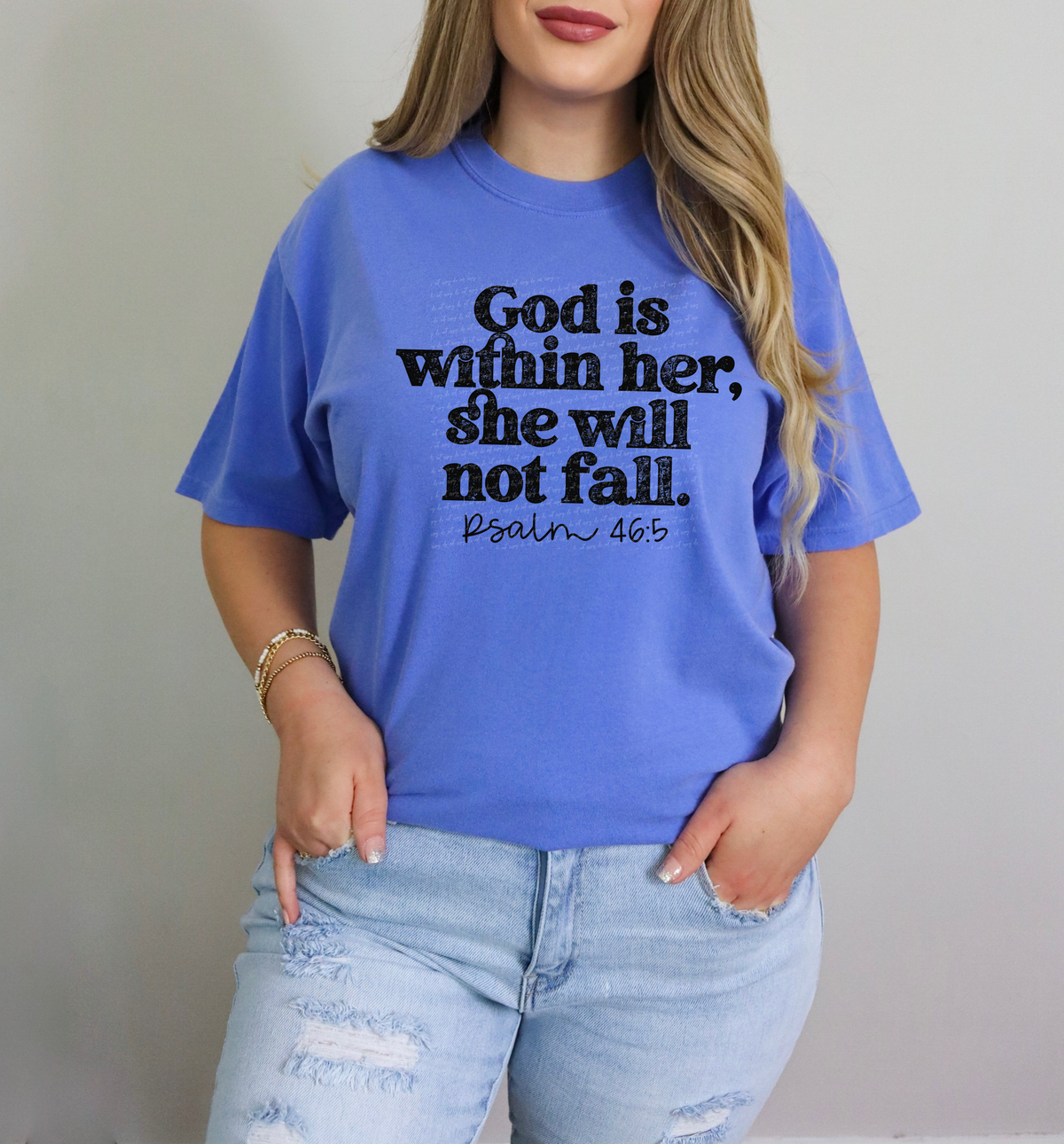 God Is Within Her She Will Not Fail Psalms 46:5 BLACK 116061 DTF Transfer