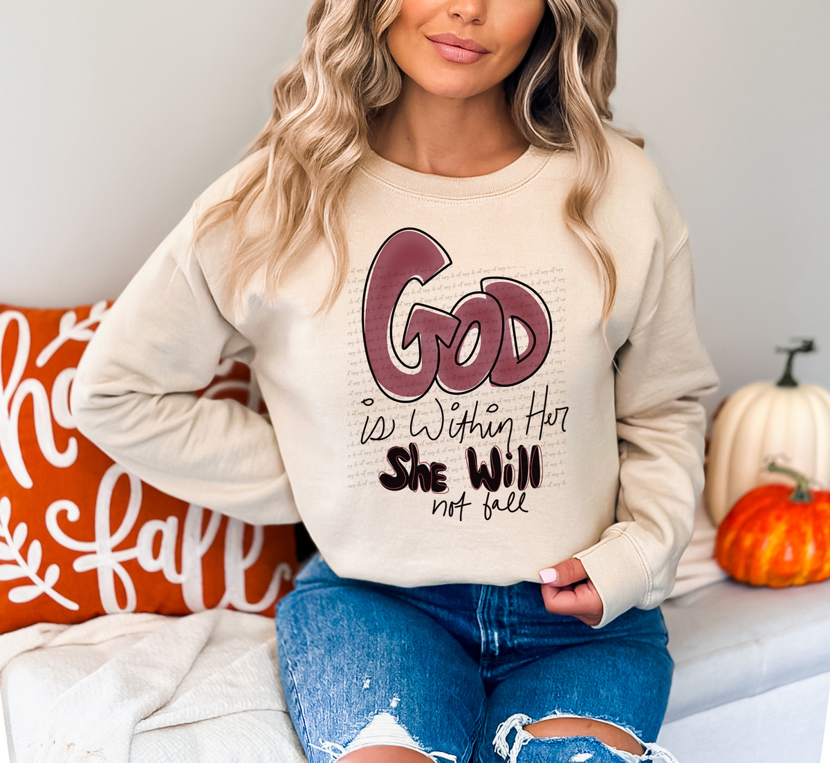 God Is Within Her She Will Not Fall Typography 59274 DTF transfer
