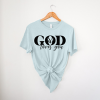 God Loves You Typography Black 76333 DTF Transfer