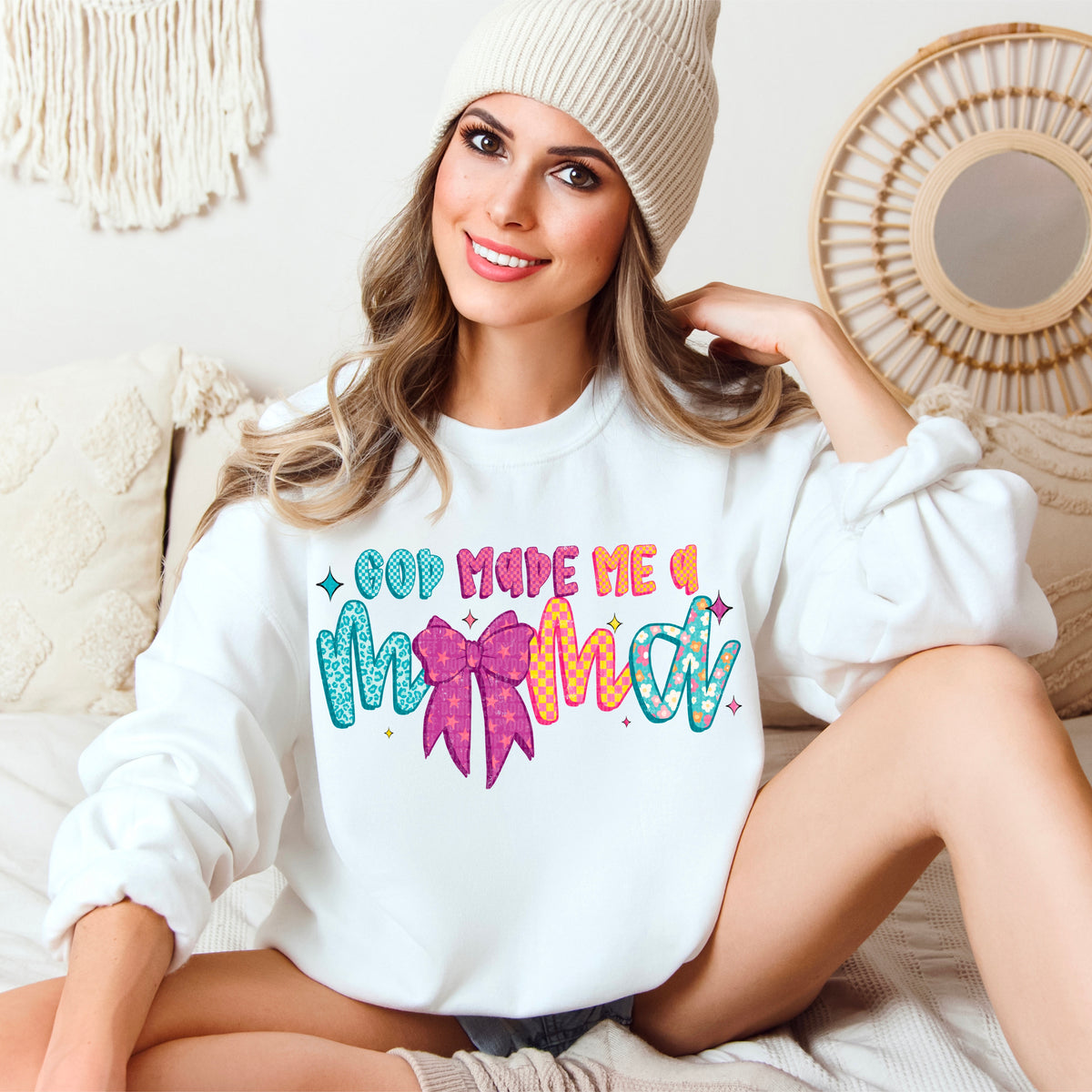 God Made Me A Mama Checkered 104339 DTF transfer