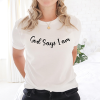 God Says I Am - Squiggle Typography Black 76335 DTF Transfer