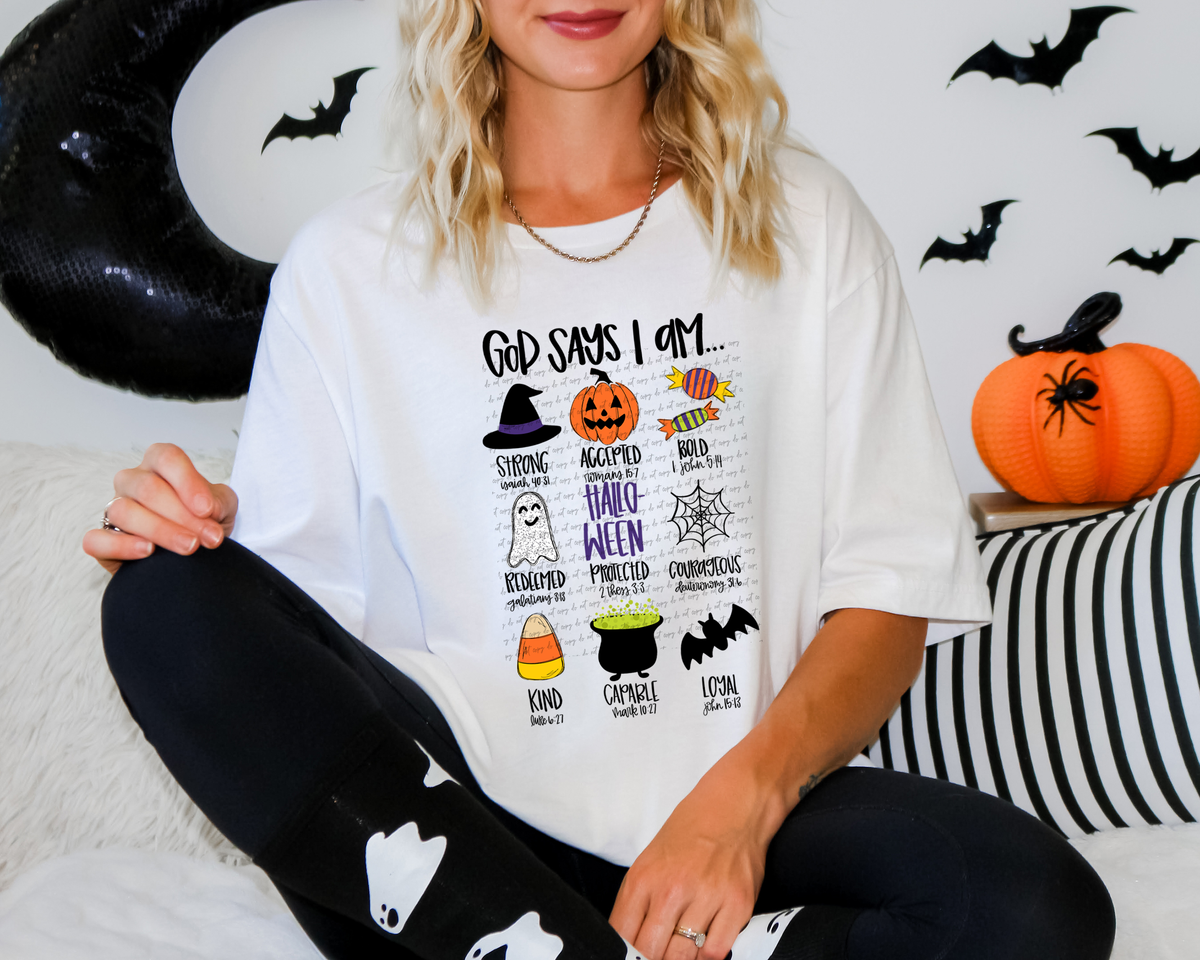God Says I Am Strong Halloween 51591 DTF transfer