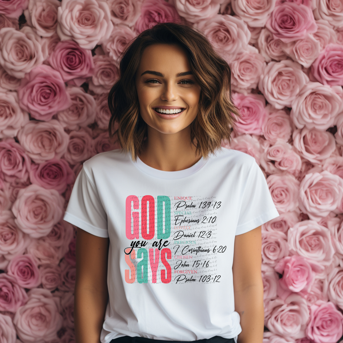 God Says You Are Unique Special Lovely Precious Chosen Forgiven 71671 DTF Transfer
