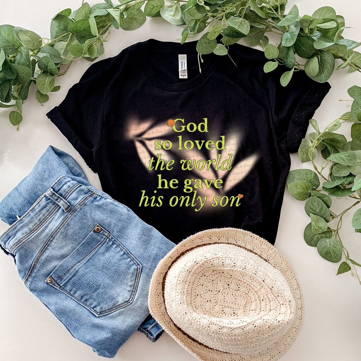 God So Loved The World He Gave His Only Son Green 81175 DTF Transfer