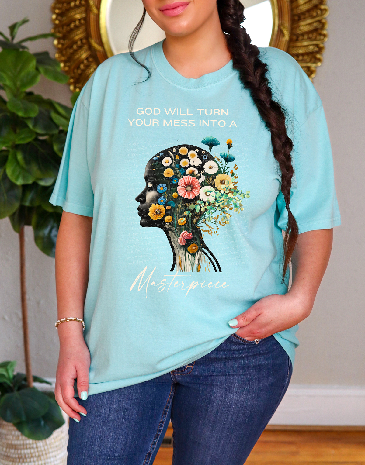 God Will Turn Your Mess Into a Masterpiece White Font 81178 DTF Transfer