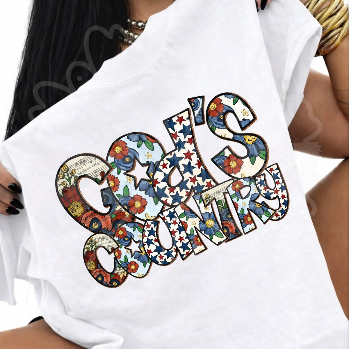 God's country patriotic floral (Vehement) dtf transfer