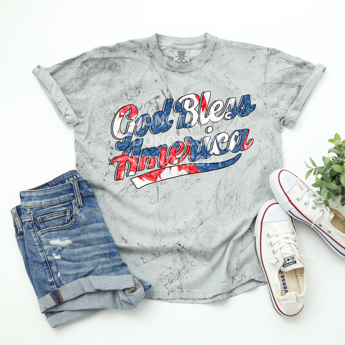 God bless America faux tie dye (CSG) DTF Transfer