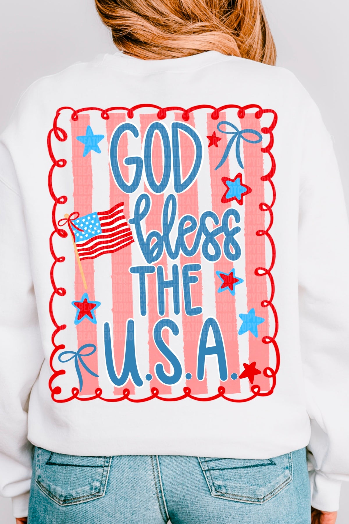 God bless the USA back DTF transfer