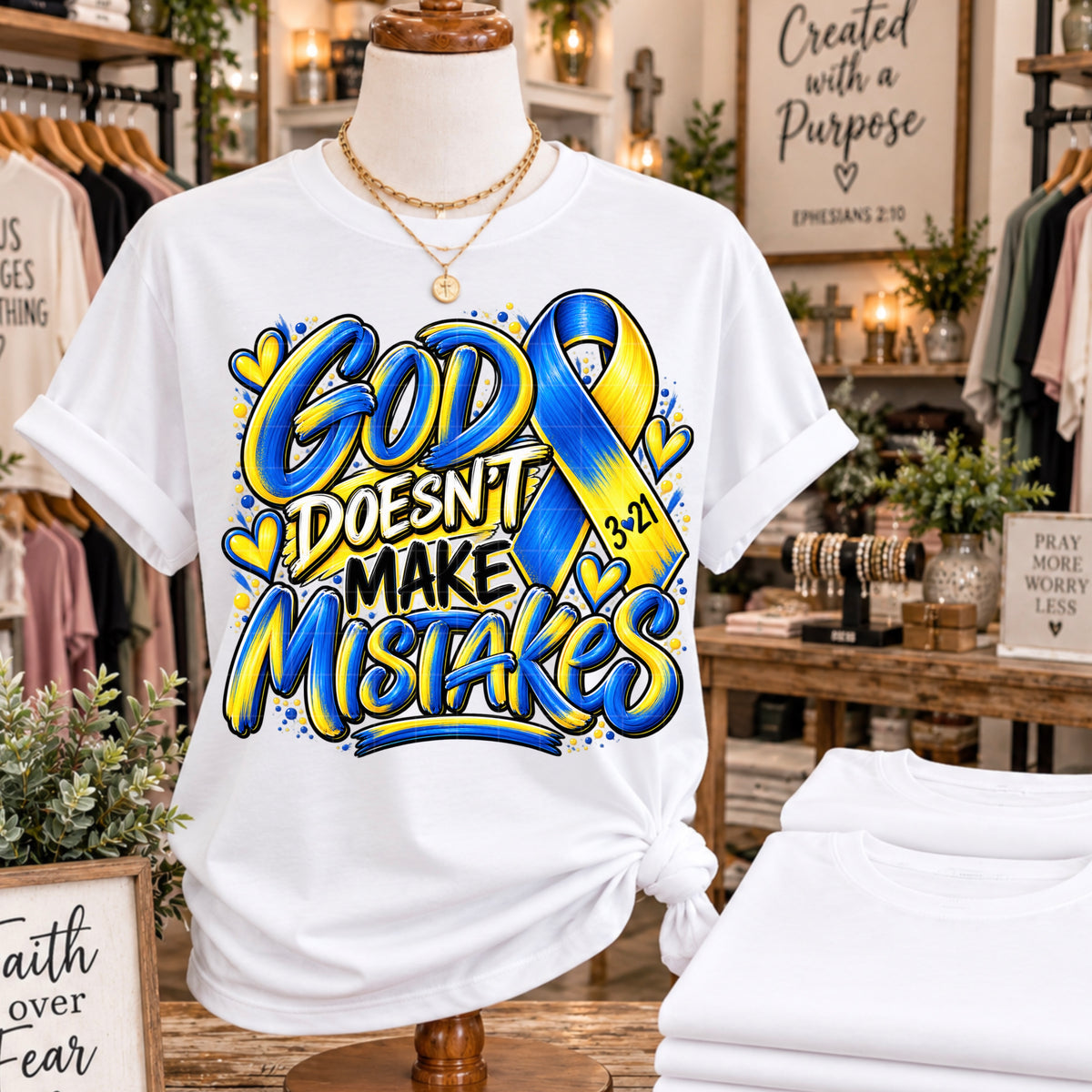 God doesn't make mistakes blue and yellow (SDD) DTF Transfer