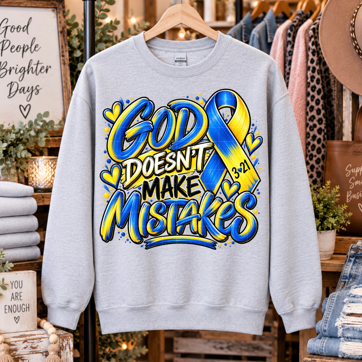 God doesn't make mistakes blue and yellow (SDD) DTF Transfer