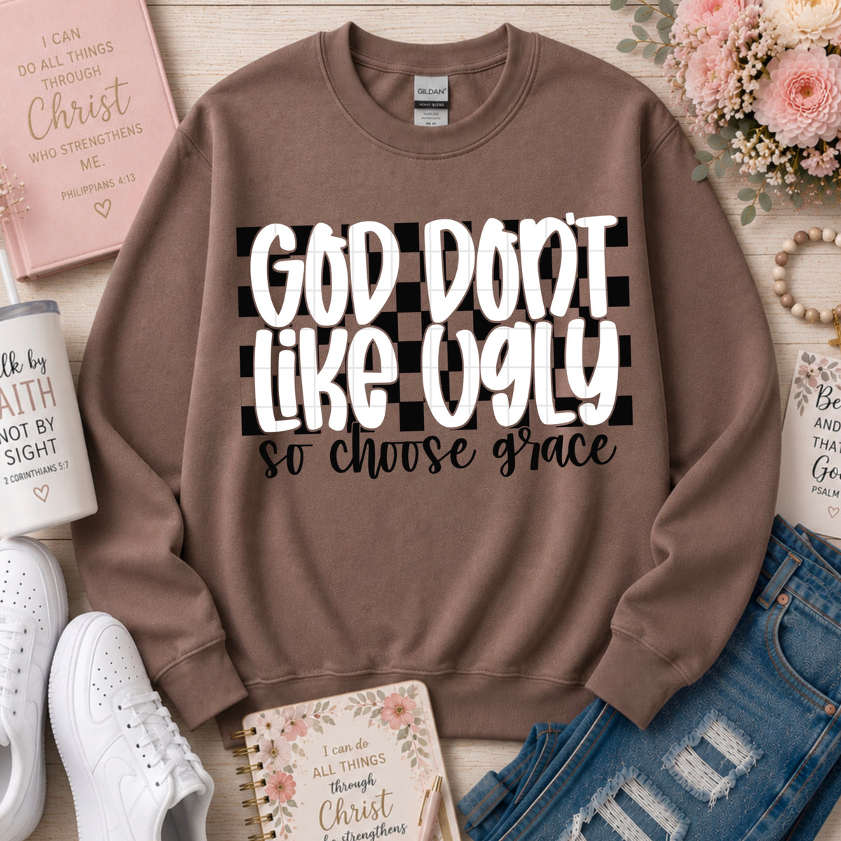God don't like ugly black checkered (SDD) DTF Transfer