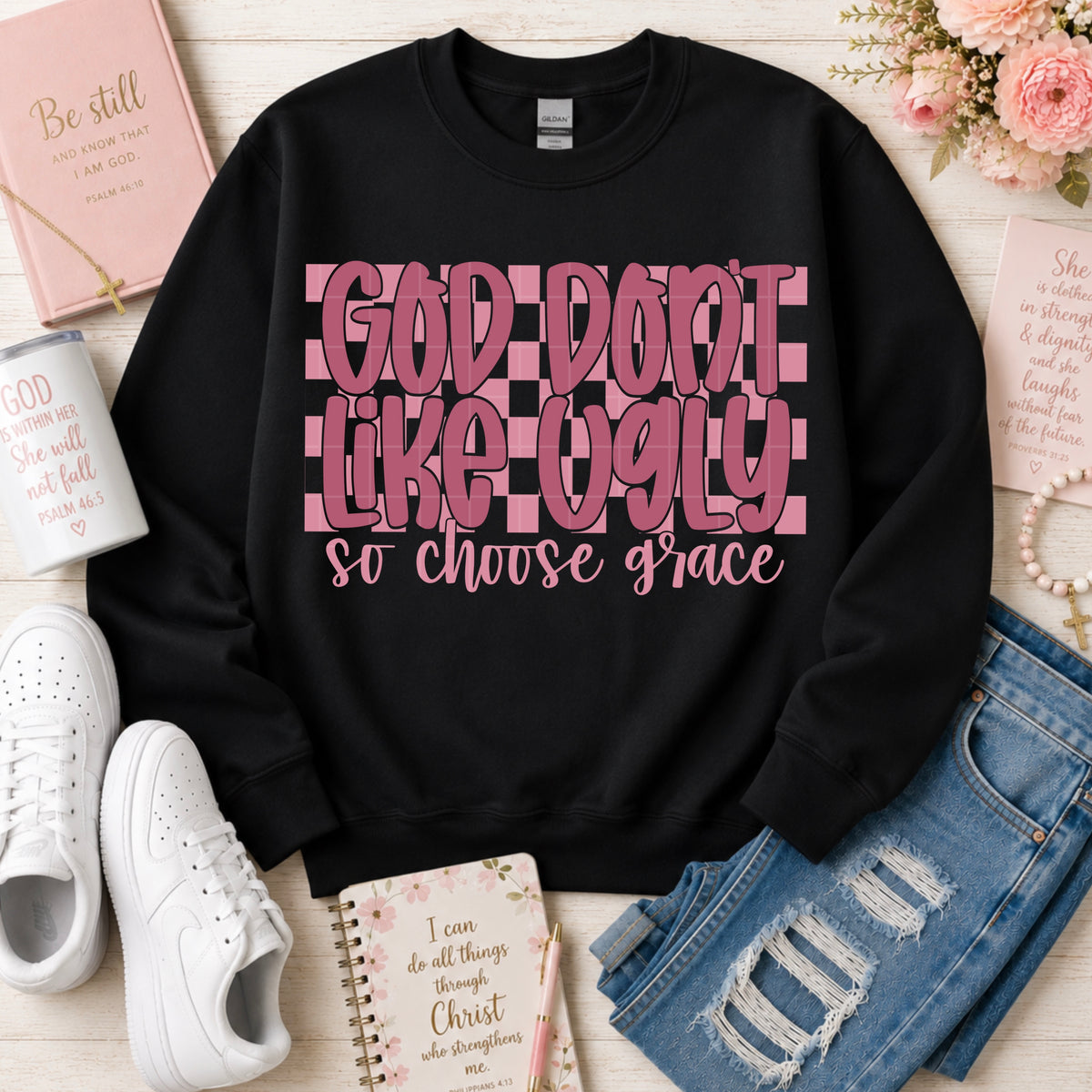 God don't like ugly pink checkered (SDD) DTF Transfer