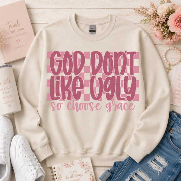 God don't like ugly pink checkered (SDD) DTF Transfer