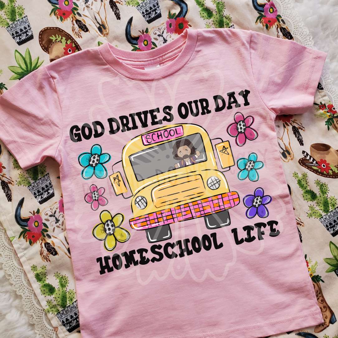 God drives our day BLACK (Vehement) DTF Transfer