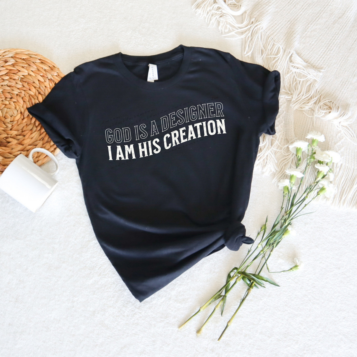 God Is A Designer I Am His Creation White Squiggle Font 81164 DTF Transfer