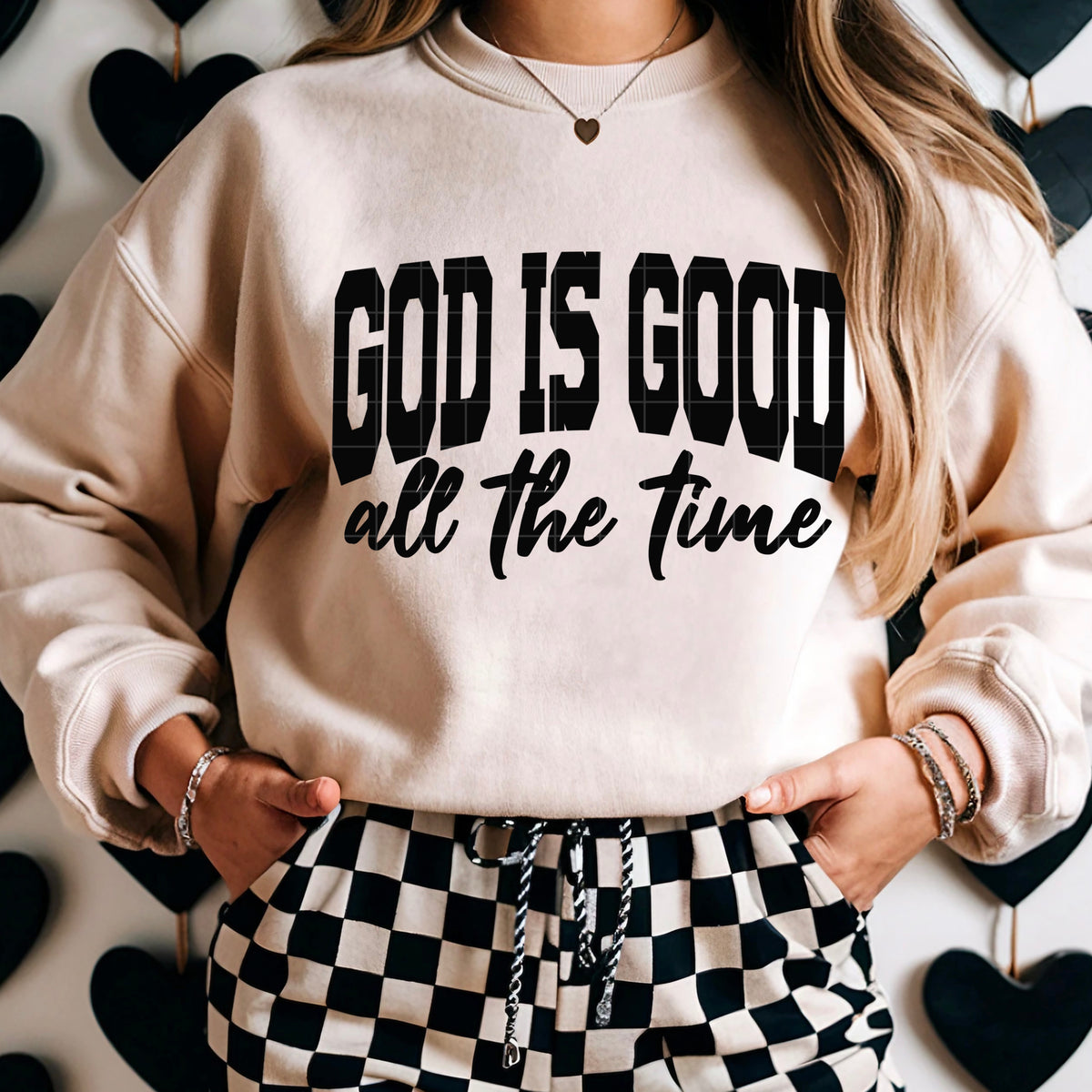 God is good all the time arched BLACK (SDD) DTF Transfer