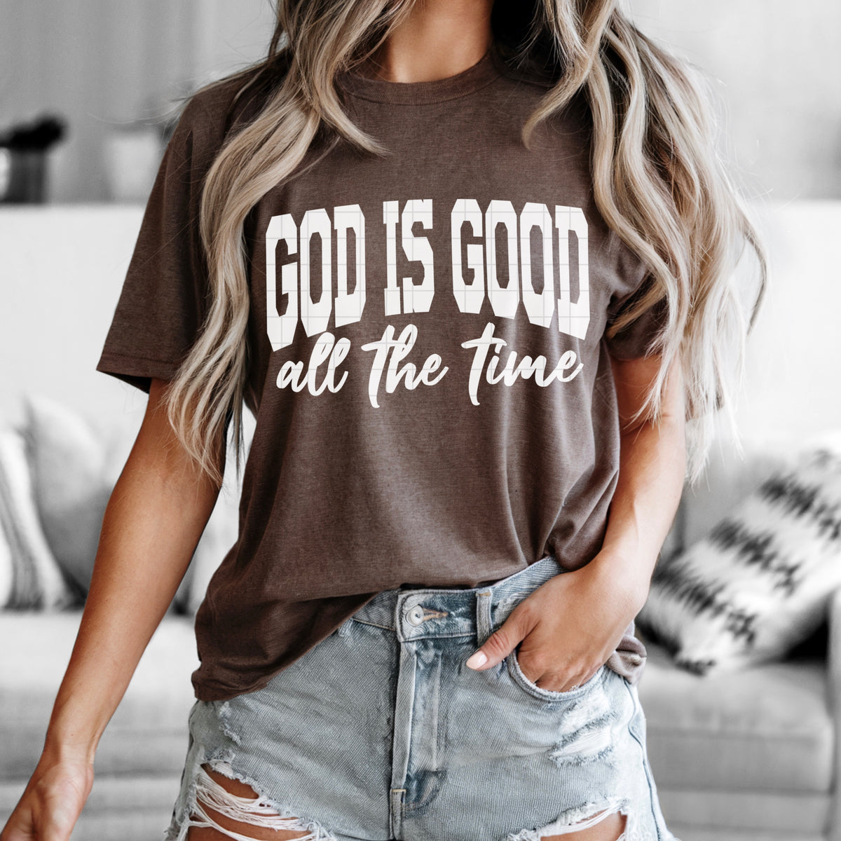 God is good all the time arched WHITE (SDD) DTF Transfer