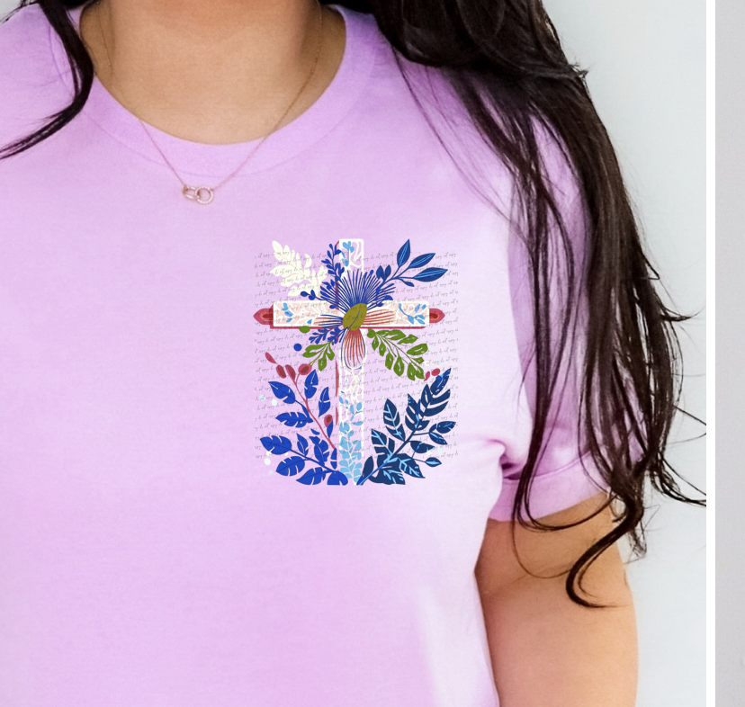 God's Promises Are Unshakeable. He Is The Same Yesterday, Today And Forever Cross (FRONT PRINT) 76824 DTF Transfer