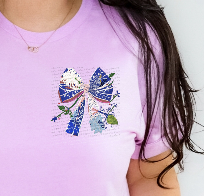 God's Promises Are Unshakeable. He Is The Same Yesterday, Today And Forever Bow (FRONT PRINT) 76823 DTF Transfer