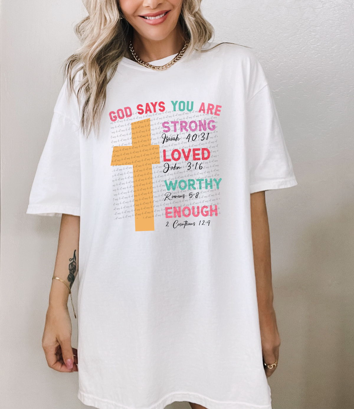 God Says You Are Strong Loved Worthy Enough 42339 DTF transfer